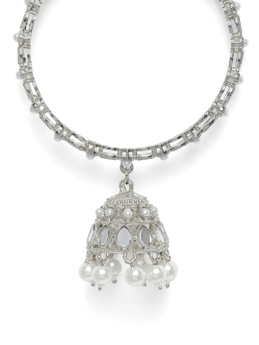 Heritage Dangler Jhumki Bangle Set - White