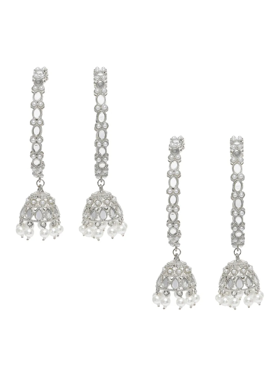 Heritage Dangler Jhumki Bangle Set - White