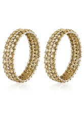 Peora Royal Shimmering Polki Gold Pearl Bangle Set