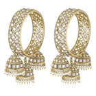 Heritage Jhumka Kundan Bangles,with white colour gemstones. Best for your ethnic & festive wear.