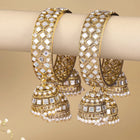 Heritage Jhumka Kundan Bangles,with white colour gemstones. Best for your ethnic & festive wear.