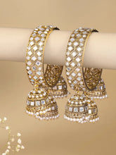 Heritage Jhumka Kundan Bangles,with white colour gemstones. Best for your ethnic & festive wear.