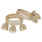 Heritage Jhumka Kundan Bangles,with white colour gemstones. Best for your ethnic & festive wear.