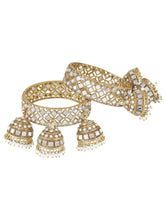 Heritage Jhumka Kundan Bangles,with white colour gemstones. Best for your ethnic & festive wear.