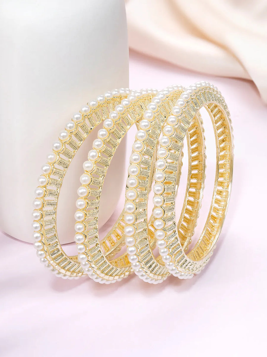 Pearl Bliss Exquisite Bangle Set - Gold