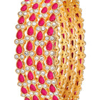 Gold Plated Ruby Crystal Classic Bangle Set