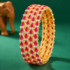 Gold Plated Ruby Crystal Classic Bangle Set