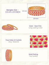 Gold Plated Ruby Crystal Classic Bangle Set