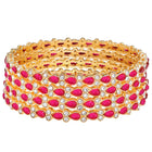 Gold Plated Ruby Crystal Classic Bangle Set
