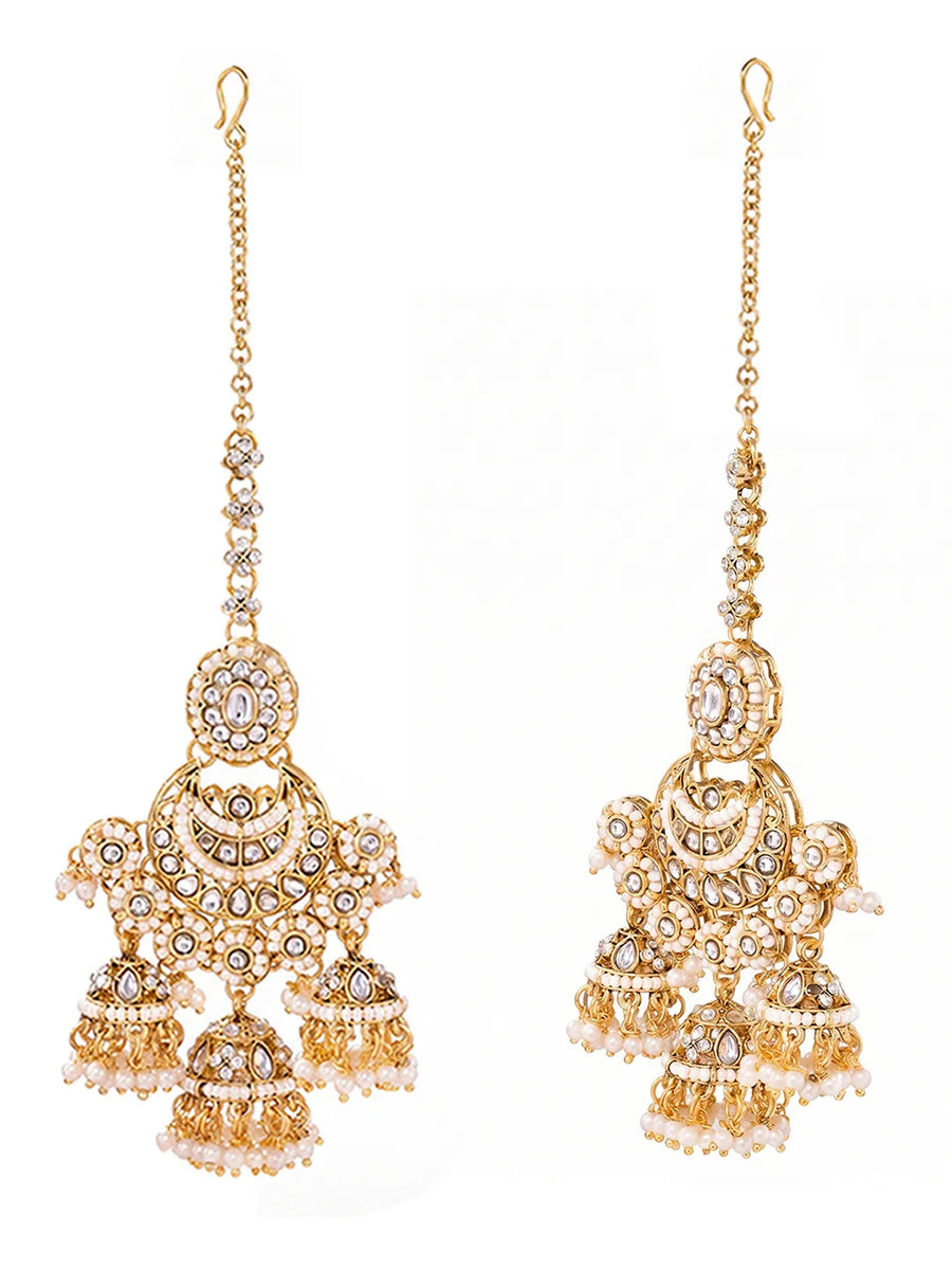 Gold Plated Kundan Pearl Bridal Jewellery Set