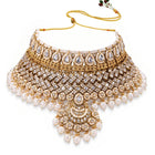 Gold Plated Kundan Pearl Bridal Jewellery Set