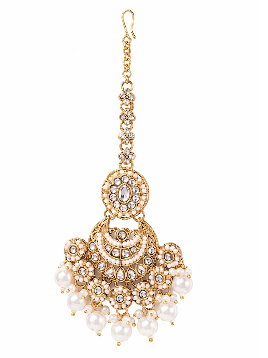 Gold Plated Kundan Pearl Bridal Jewellery Set