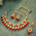 Gold Plated Red Kundan Splendor Set