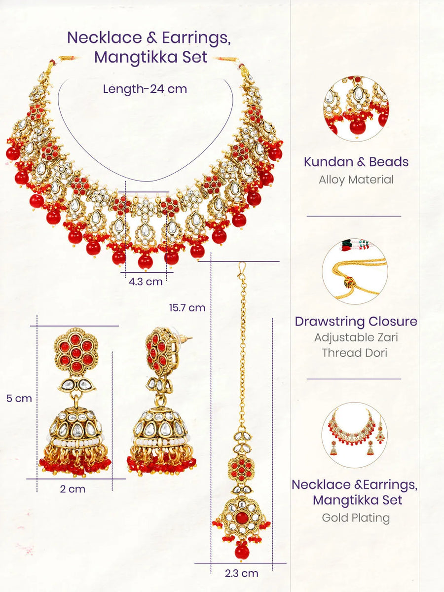 Gold Plated Red Kundan Splendor Set
