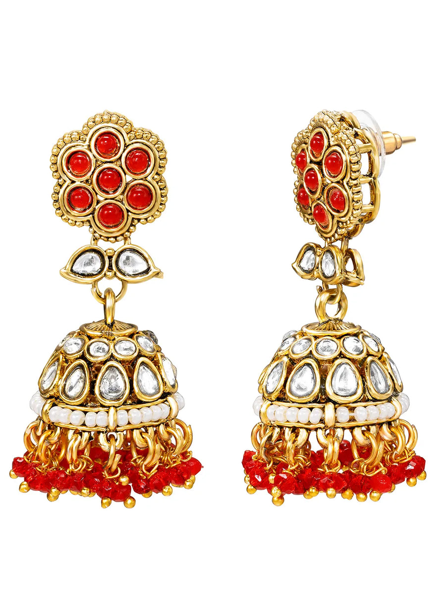 Gold Plated Red Kundan Splendor Set