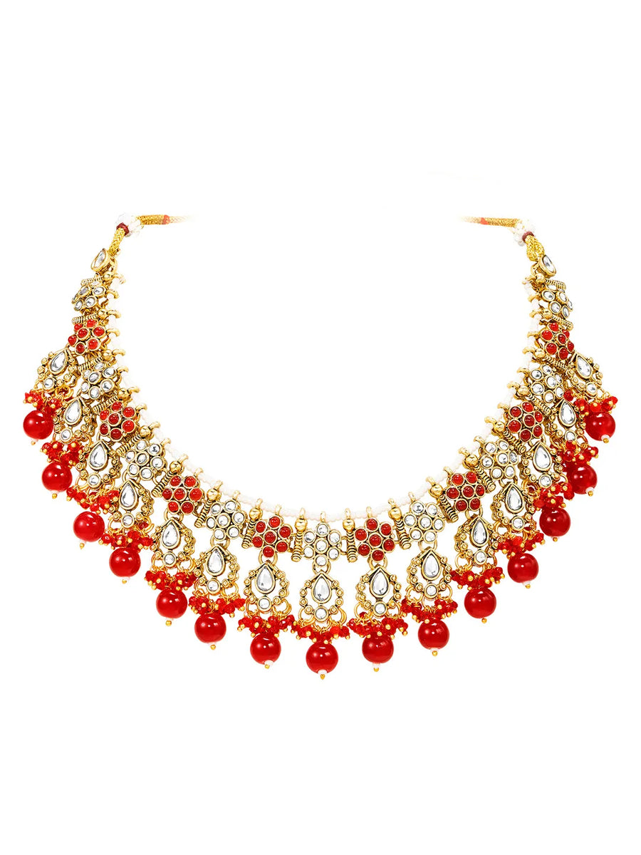 Gold Plated Red Kundan Splendor Set