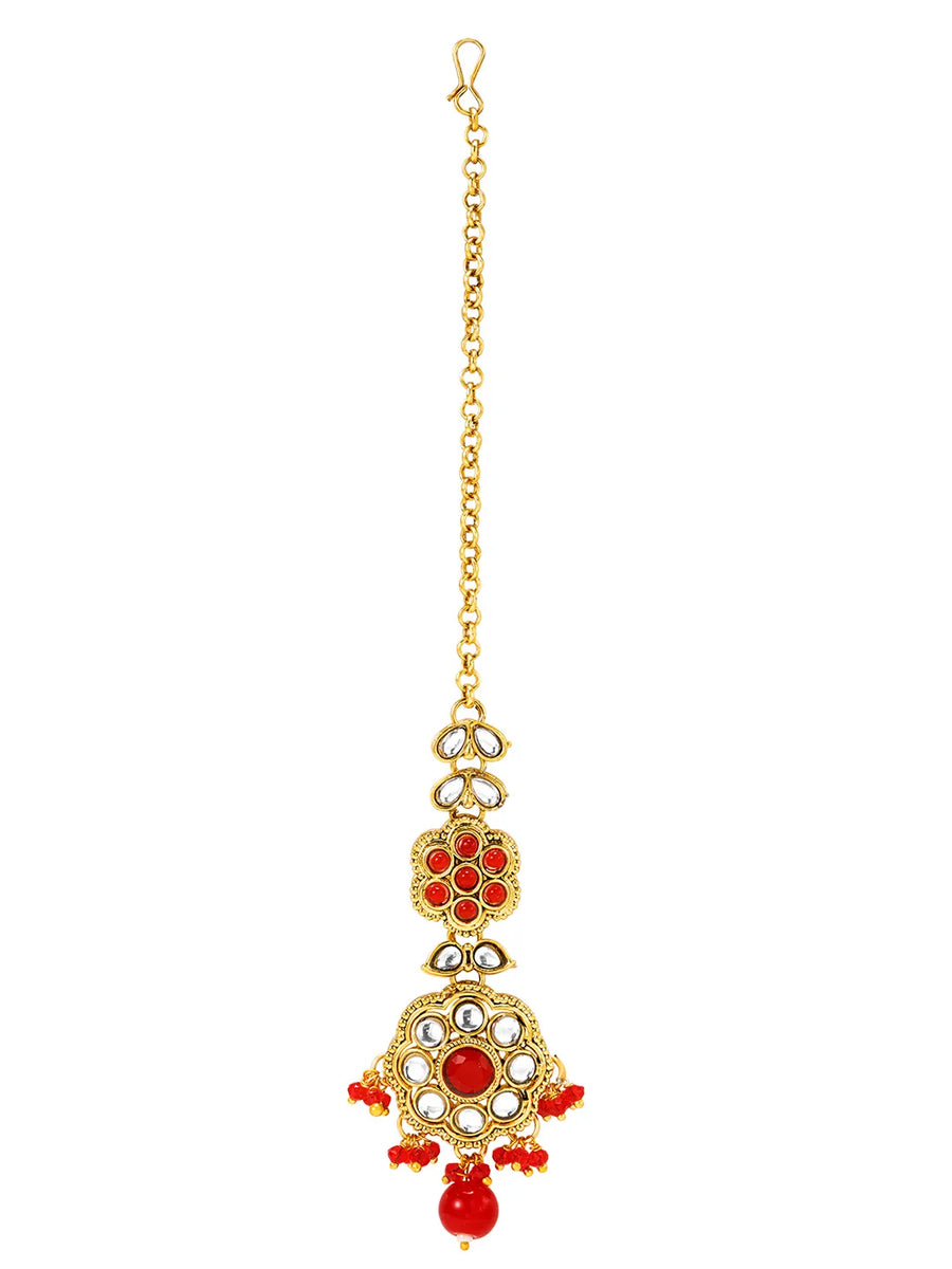 Gold Plated Red Kundan Splendor Set