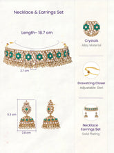 Gold Plated Green Stone Choker Necklace Set