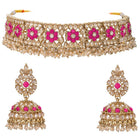 Gold Plated Red Crystal Ornate Necklace Set