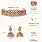 Gold Plated Red Crystal Ornate Necklace Set