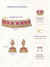 Gold Plated Red Crystal Ornate Necklace Set