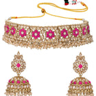Gold Plated Red Crystal Ornate Necklace Set