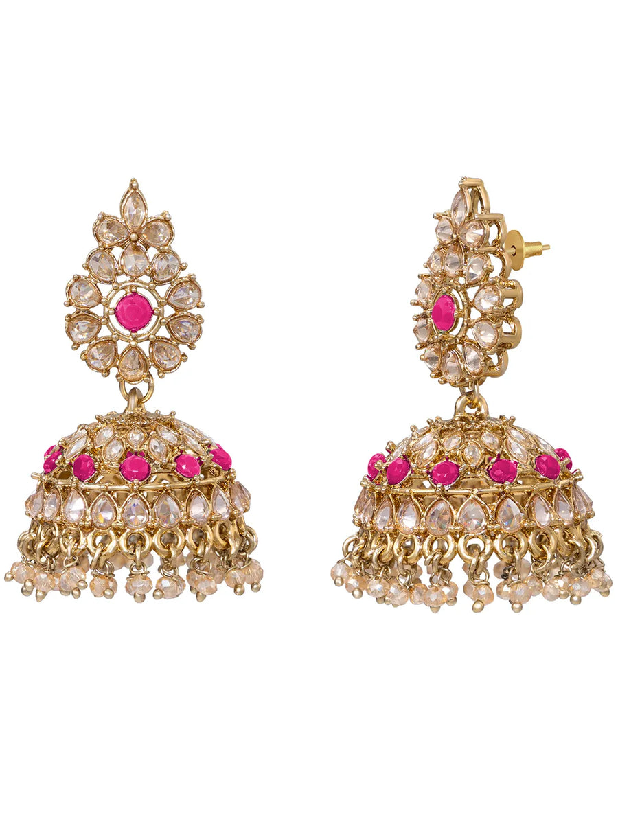 Gold Plated Red Crystal Ornate Necklace Set