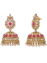 Gold Plated Red Crystal Ornate Necklace Set