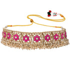 Gold Plated Red Crystal Ornate Necklace Set