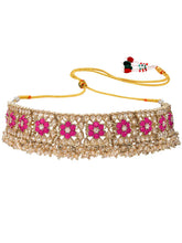 Gold Plated Red Crystal Ornate Necklace Set