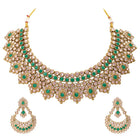 Gold Plated Green Crystal Traditional Set