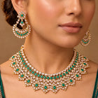 Gold Plated Green Crystal Traditional Set