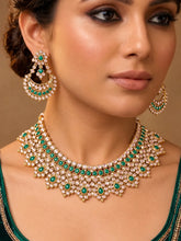 Gold Plated Green Crystal Traditional Set