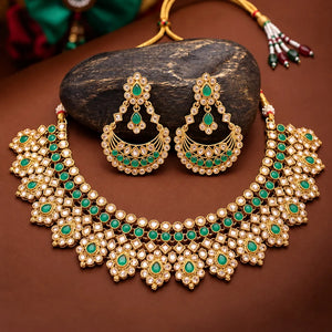 Gold Plated Green Crystal Traditional Set
