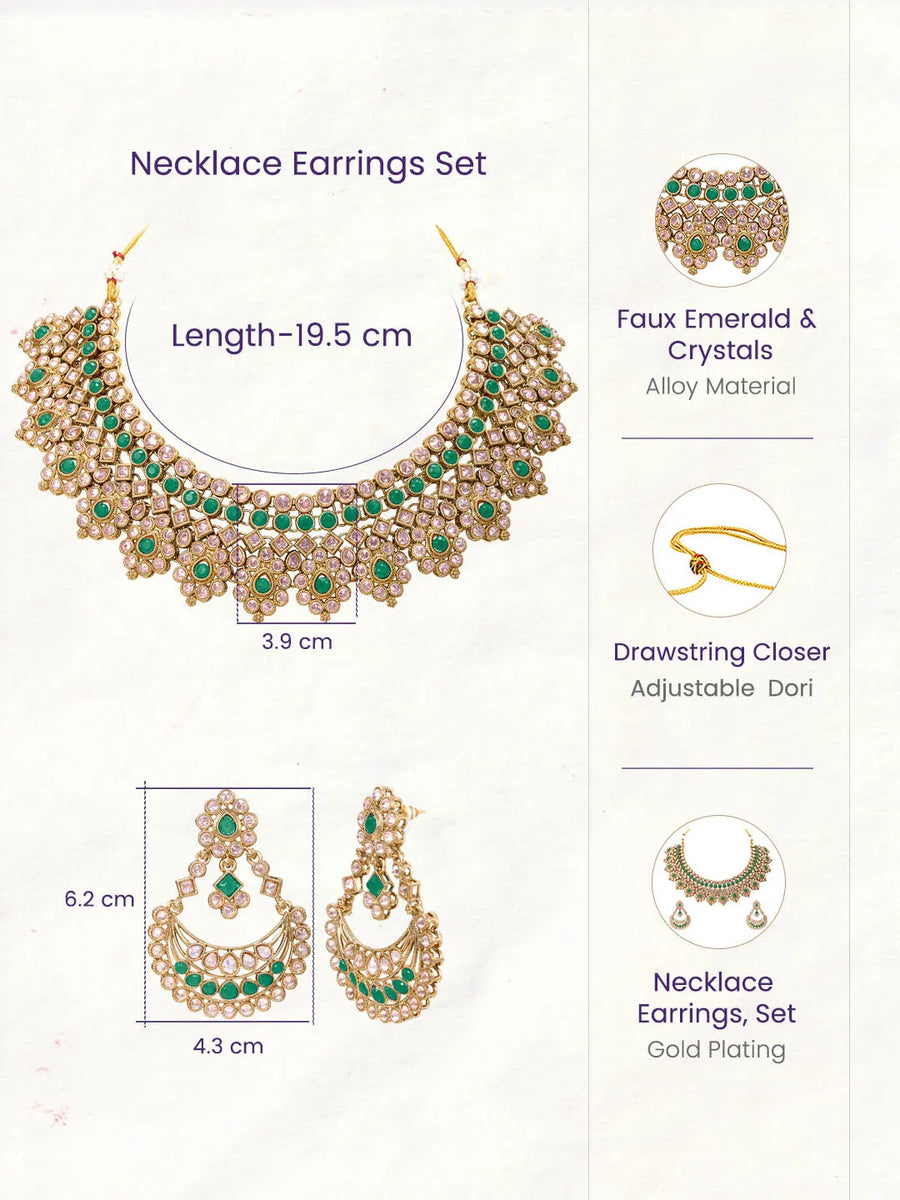 Gold Plated Green Crystal Traditional Set