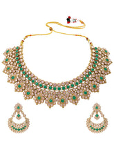 Gold Plated Green Crystal Traditional Set