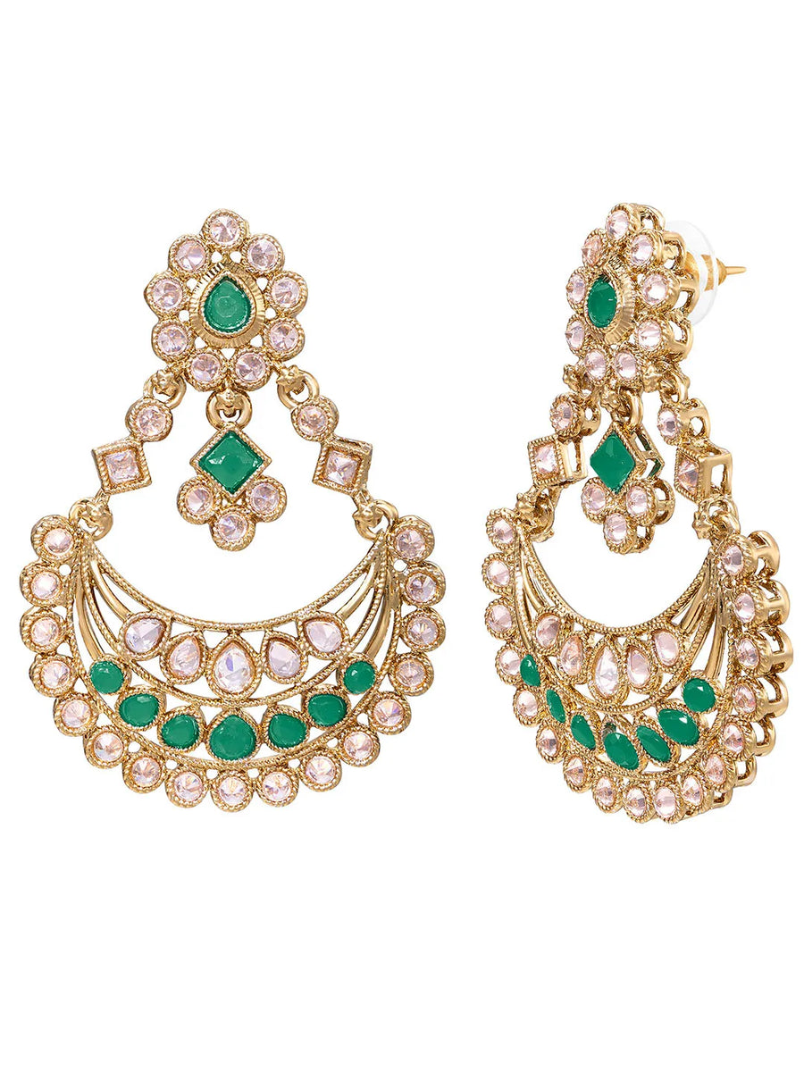 Gold Plated Green Crystal Traditional Set
