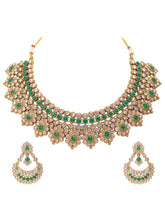 Gold Plated Green Crystal Traditional Set