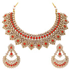 Gold Plated Ruby Kundan Statement Necklace