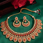 Gold Plated Ruby Kundan Statement Necklace