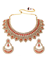 Gold Plated Ruby Kundan Statement Necklace
