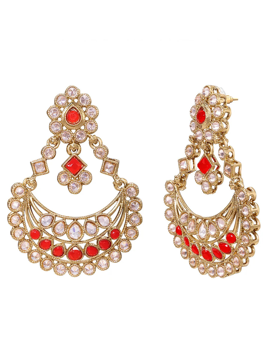 Gold Plated Ruby Kundan Statement Necklace