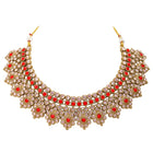 Gold Plated Ruby Kundan Statement Necklace