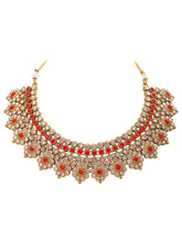 Gold Plated Ruby Kundan Statement Necklace