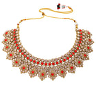 Gold Plated Ruby Kundan Statement Necklace