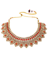 Gold Plated Ruby Kundan Statement Necklace