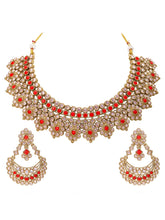Gold Plated Ruby Kundan Statement Necklace