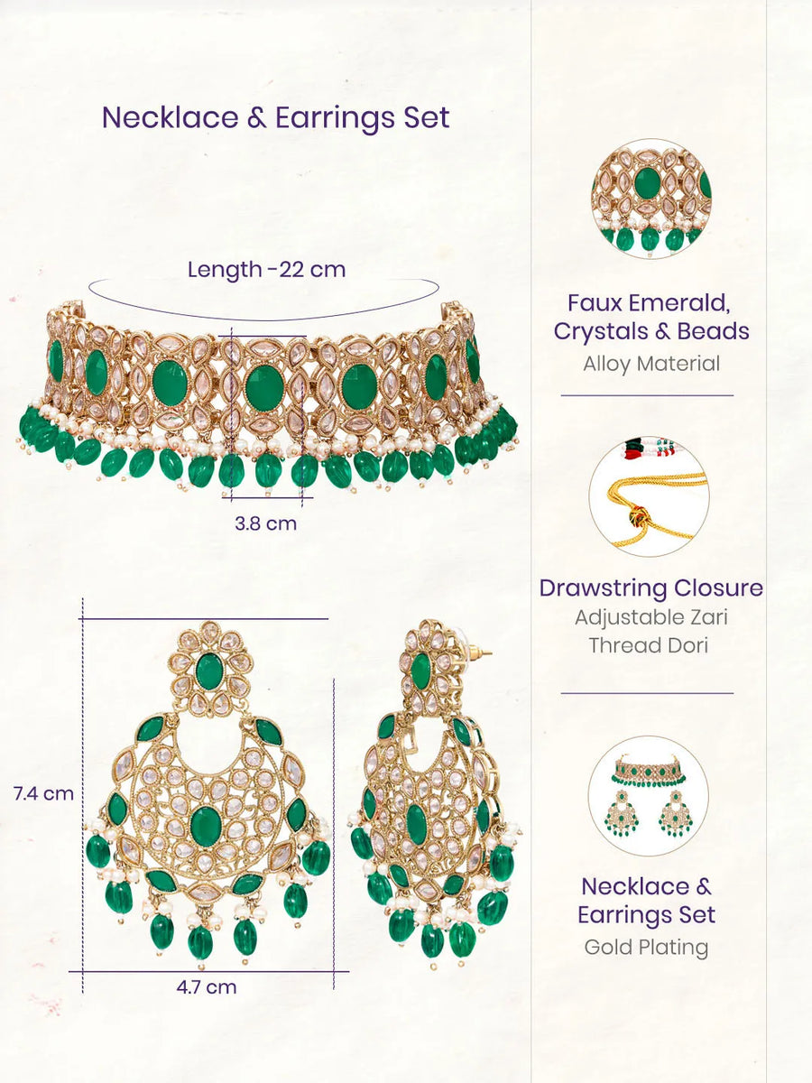 Gold Plated Green Kundan Dynasty Choker