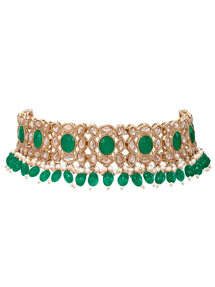 Gold Plated Green Kundan Dynasty Choker