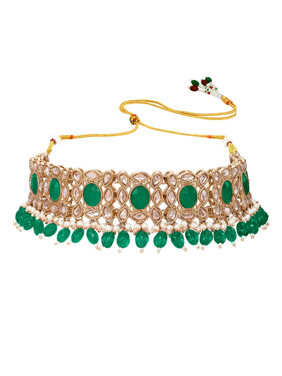 Gold Plated Green Kundan Dynasty Choker